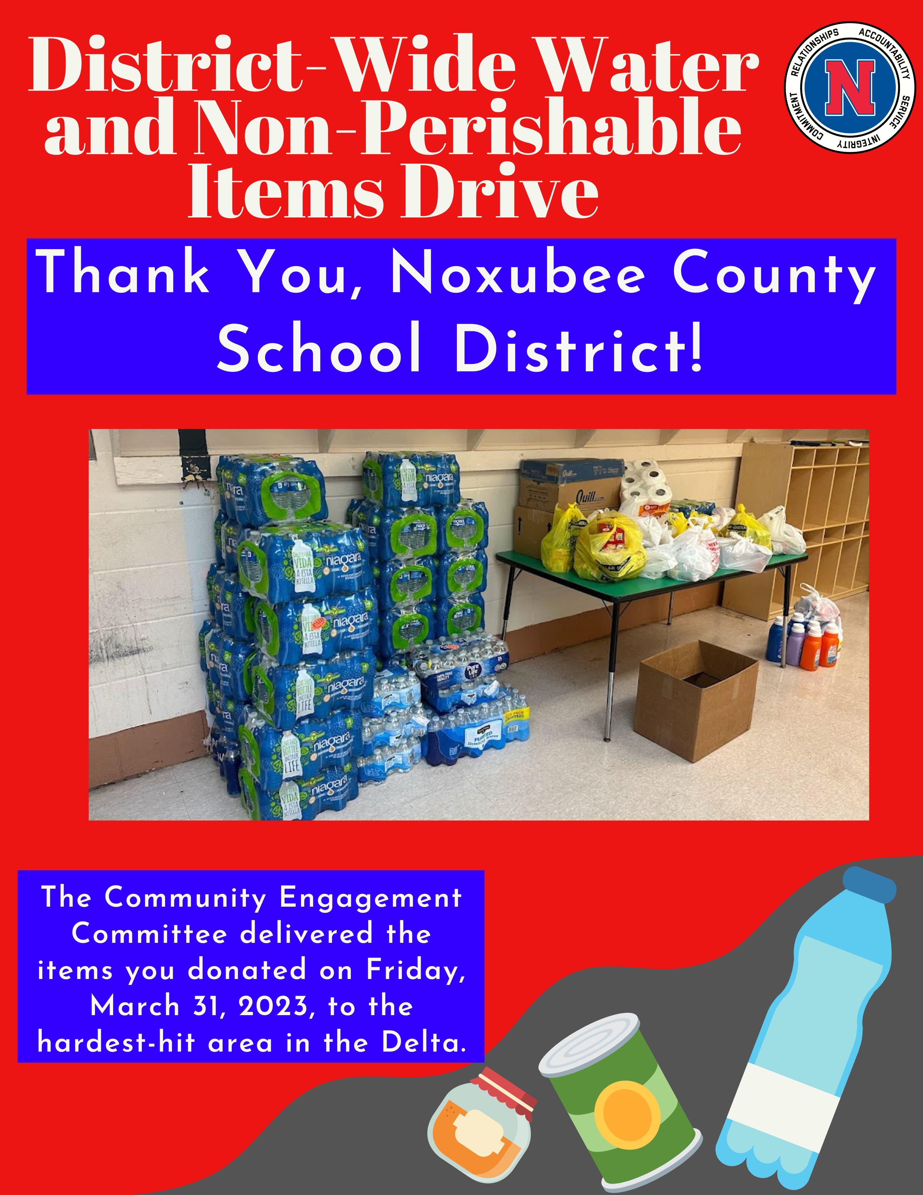 District-Wide Water and Non-Perishable Items Drive flyer 1