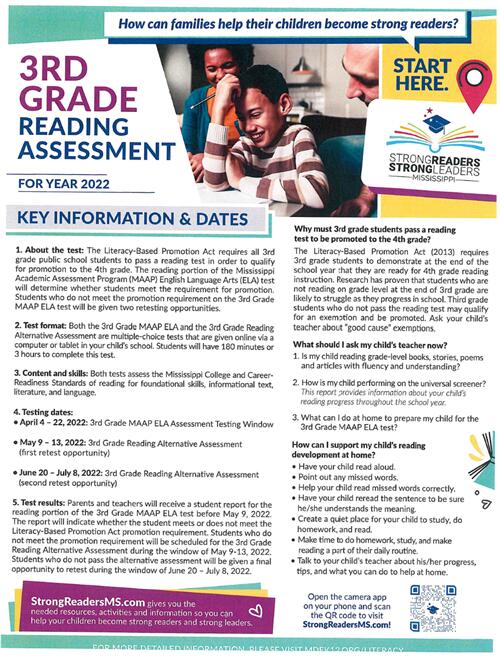 3rd grade reading assessment flyer